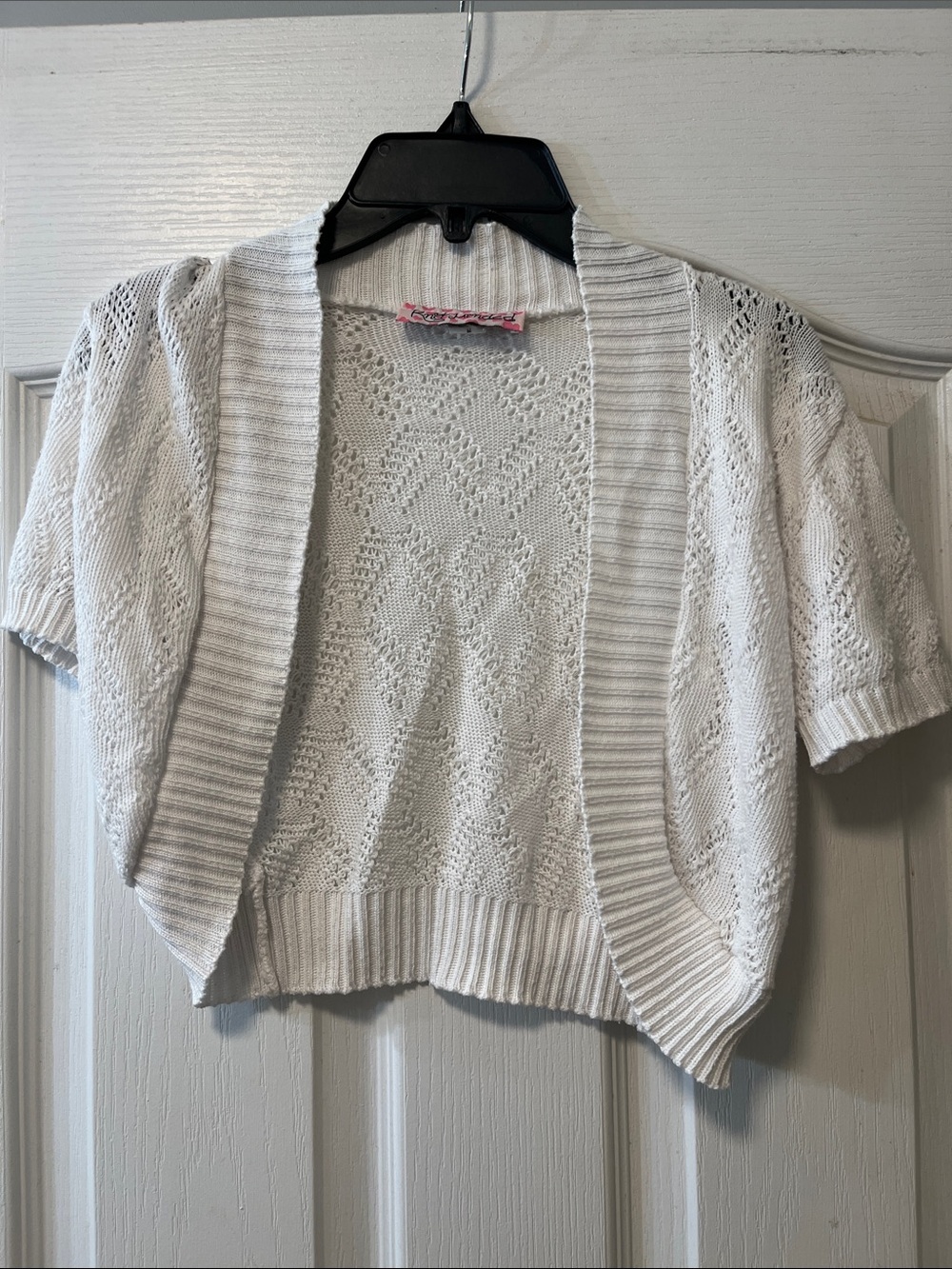 White Open-Front Knit Shrug Sweater - Women